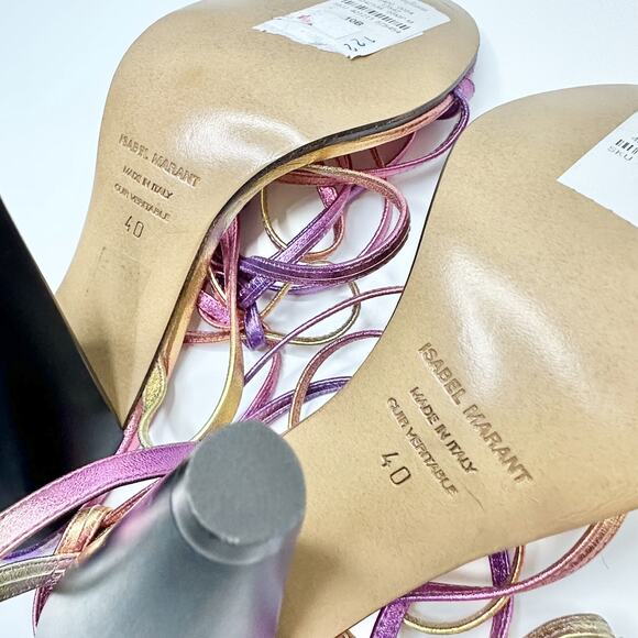 Isabel Marant Aliza 40/US 10 Strappy Ombre Metallic Pink Heel Sandals - Picture 12 of 12